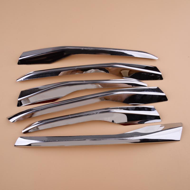 6pcs Front Bumper Fog Light Bottom Strip Cover Silver Stainless Steel Fit for Cadillac XT5 2016 2017 2018