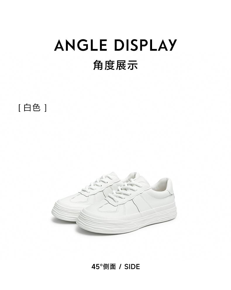 Tata/her 2025 spring fashion casual versatile thick soled lace up white shoes