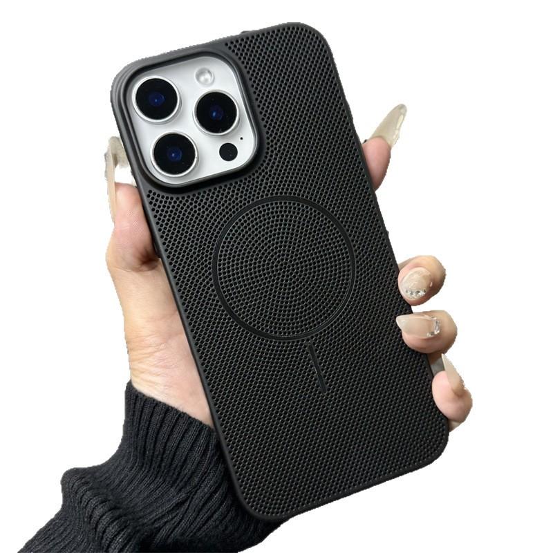 Applicable To IPhone17 Cooling and Breathable Thin Circle Magnetic Suction Mobile Phone Case Apple 16 Matte Ultra Thin PC Anti Fall Protection Case