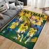 Sports Area Rug, Neymar Jr Brazil 10 Yellow Group Poster, Fan Cave Decor, Non-Slip Mat