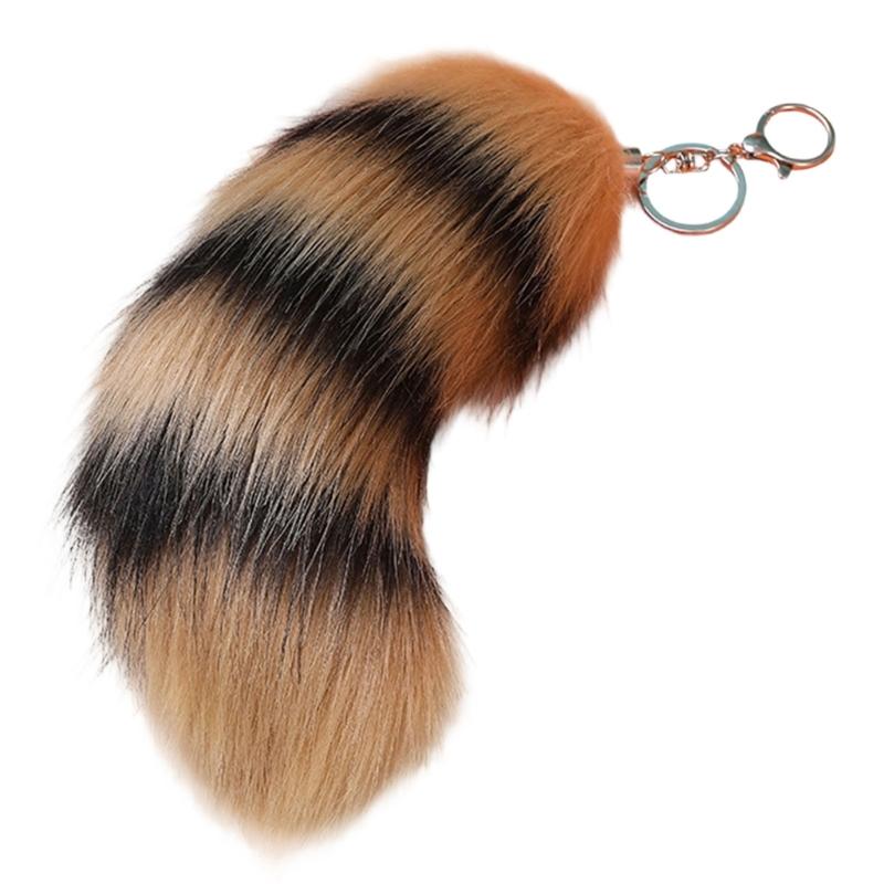 Plush Foxes Tail Keychain Soft And Cute Accessory Plush Keyring Decors For Bags Keys Or Home Decors 18cm Long