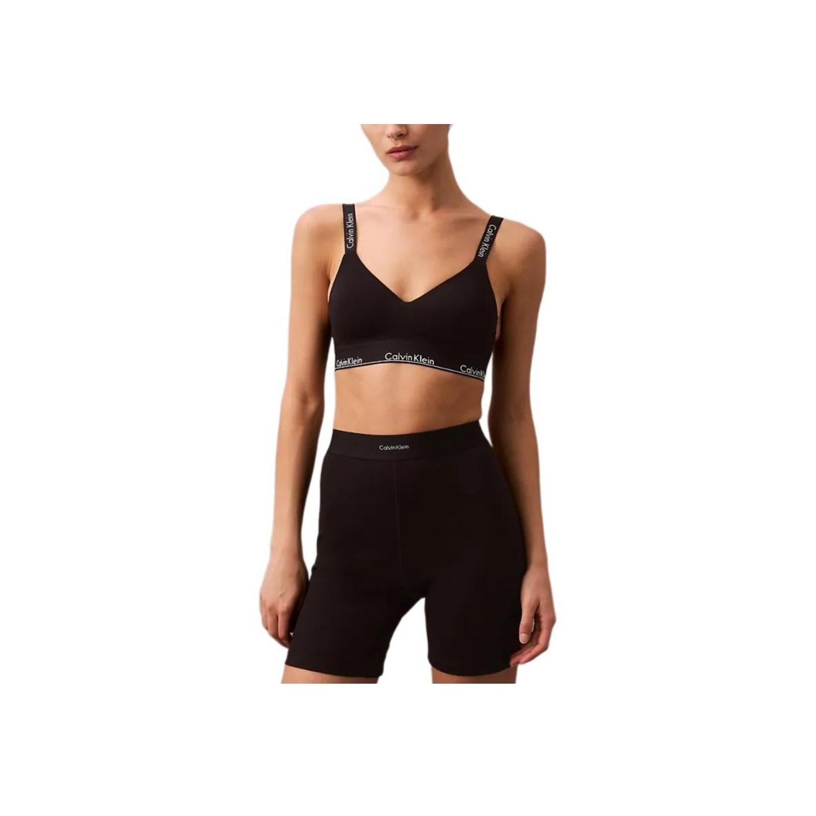 

Calvin Klein Современный бюстгальтер с логотипом, тонкий, с мягкой беспроводной чашкой, женское нижнее белье, черный QF7059-004 S