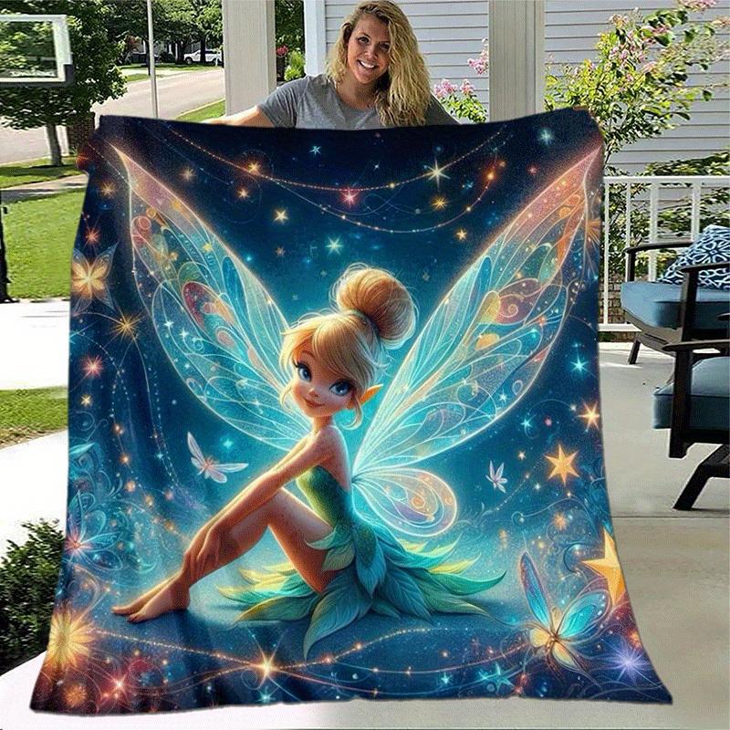 1pc Tinker Bell Printing Blanket - Soft, All-Season Throw for Office Blanket, Car, Travel