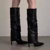 Fashion Sexy Women Knee High Heels Boots Pointed Toe Heeled Shoes Elegant Winter New 2025 Dress Party Goth Chelsea Fashion Boots Pumps