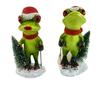 Christmas Frog Figurine In Santa Hat with Christmas Tree