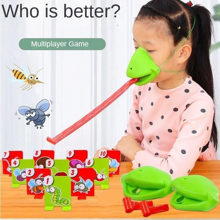Birden Fazla Oyuncu İçin Böcek Kartonlu Kurbağa Dil Üfleme Oyunu Oyuncak Dahil