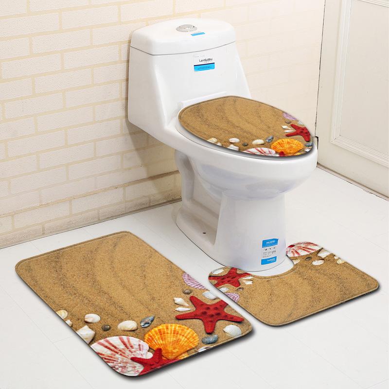 Beach Bathroom Three-Piece Floor Mat Doormat Bathroom Carpet