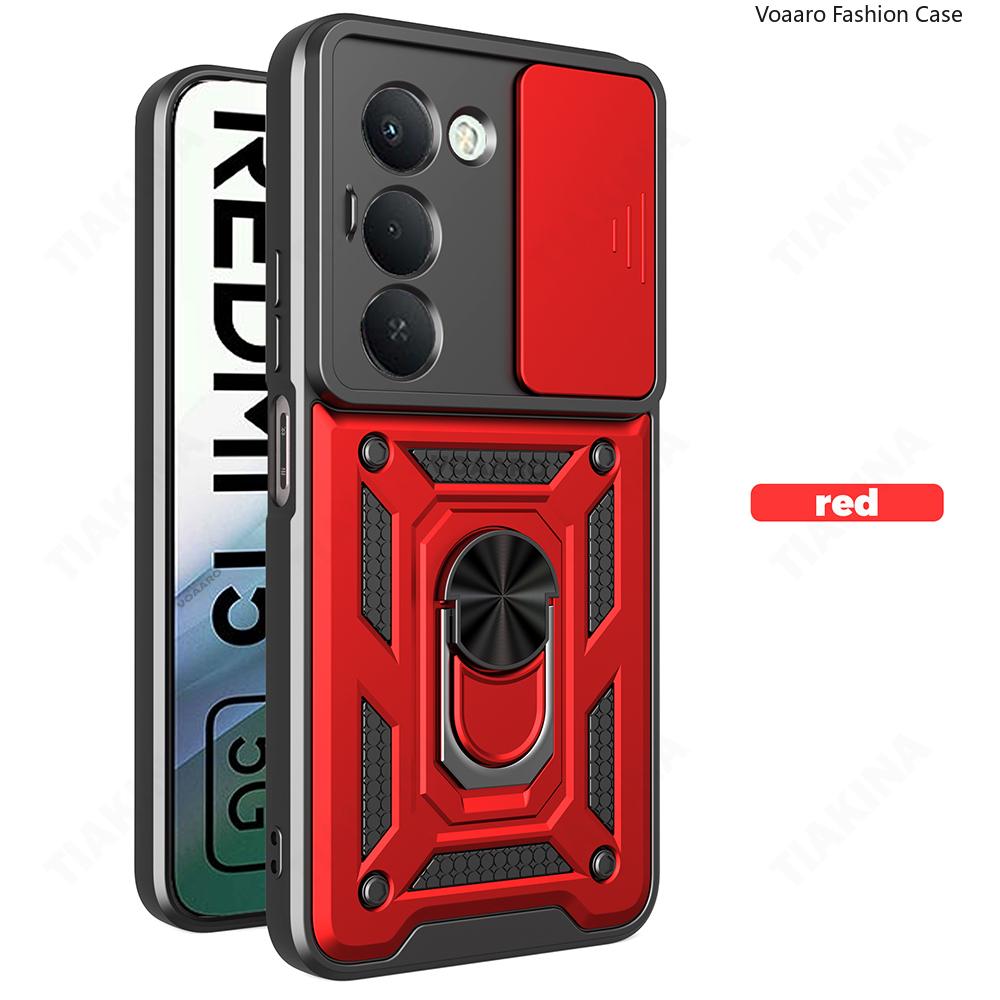 Slide Lens Armor Funda for Xiaomi Redmi 15 5G Case for Redmi 15 4G Case Magnetic Ring Stand Holder Cover Anti-knock Back Capa