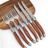 Plastic Wood Grain Handle Steak Knives Forks Western Dinnerware Food Knife and Fork Set Stainless Steel Cutlery 6pcs