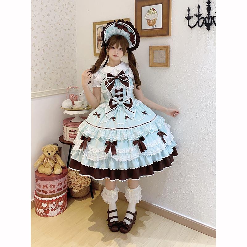 Summer Sweet Lolita Dress Cute Princess Lace Sweet Laminated Long
