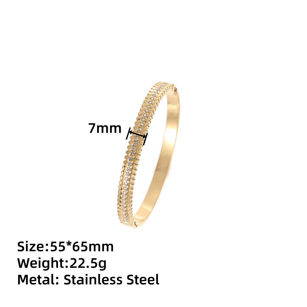 Non Tarnish PVD Gold Plated Jewelry Inlaid With Cubic Zirconia Bangles Stainless Steel Simple Bangle Bracelet Sets Women Jewelry