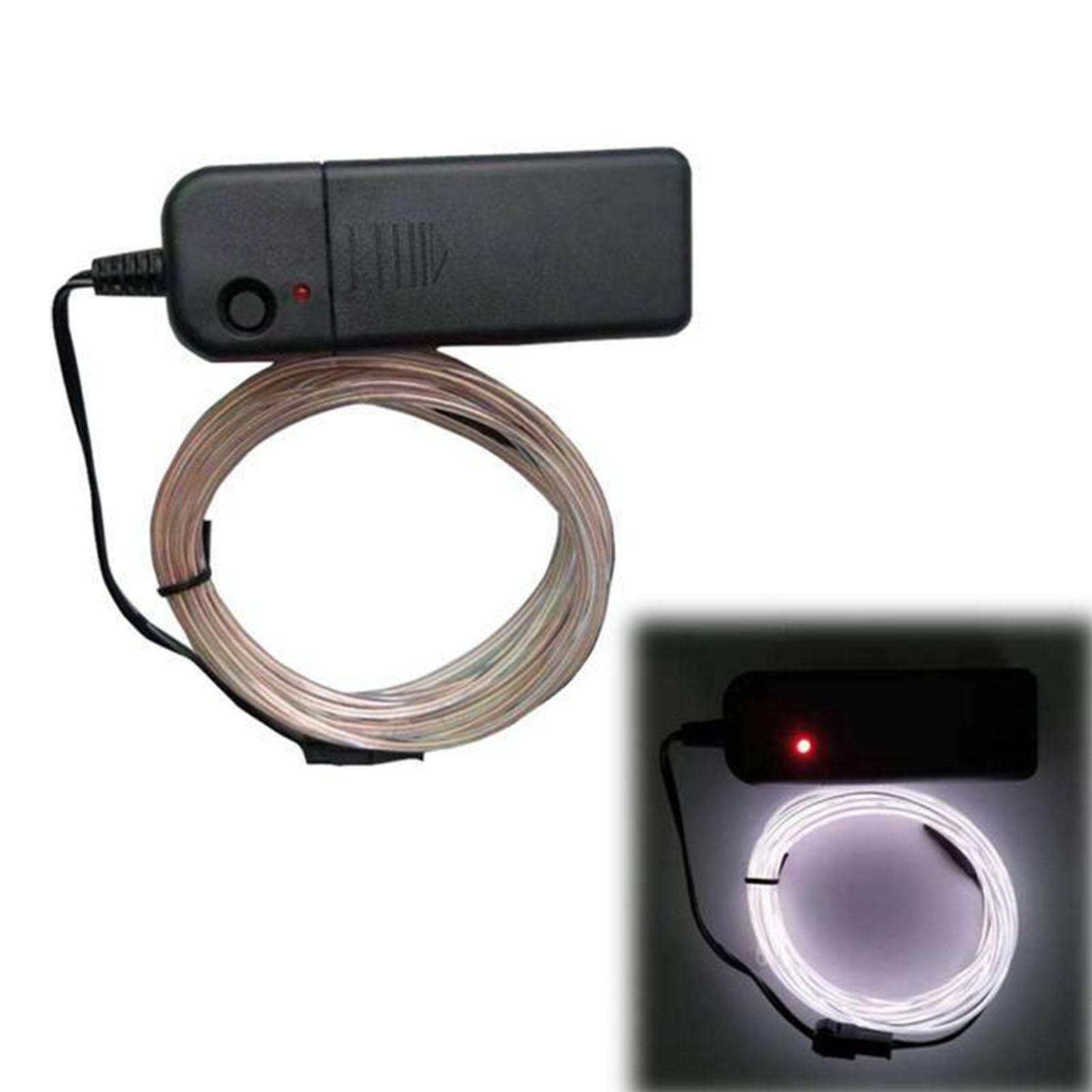 

Светящийся EL провод, кабель, режущийся, светящийся шнур, портативный аккумулятор, неоновая световая полоса для вечеринок, Хэллоуин, прочный белый