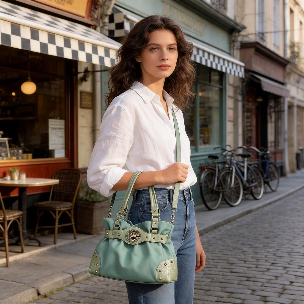 Borsa a Spalla Casual in Tessuto Poliestere con Chiusura Magnetica per Uso Quotidiano