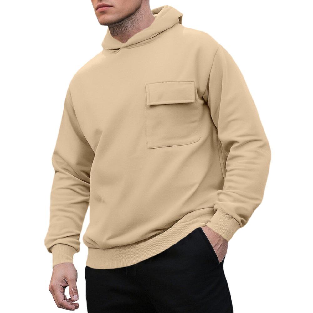 Amerikanischer Stil Herbst Winter Neue Mode Herren Einfarbig Große Tasche Lässig Trendig Langarm Kapuzenpullover Outdoor Sweatshirt Männlich