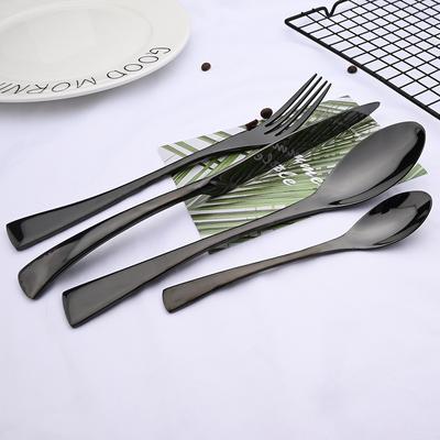 4 Teile/satz Schwarz Verdicken Besteck Set Edelstahl Geschirr Westlichen Geschirr Sets Gabel Steak Messer Löffel Geschirr Set
