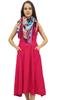 Bimba Women's Designer Rayon Dress With Pockets Solid Aqua Maxi With Scarf -