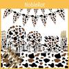 Cow Print Party Supplies Plastic And Paper Cutlery Set For Birthday Celebrations