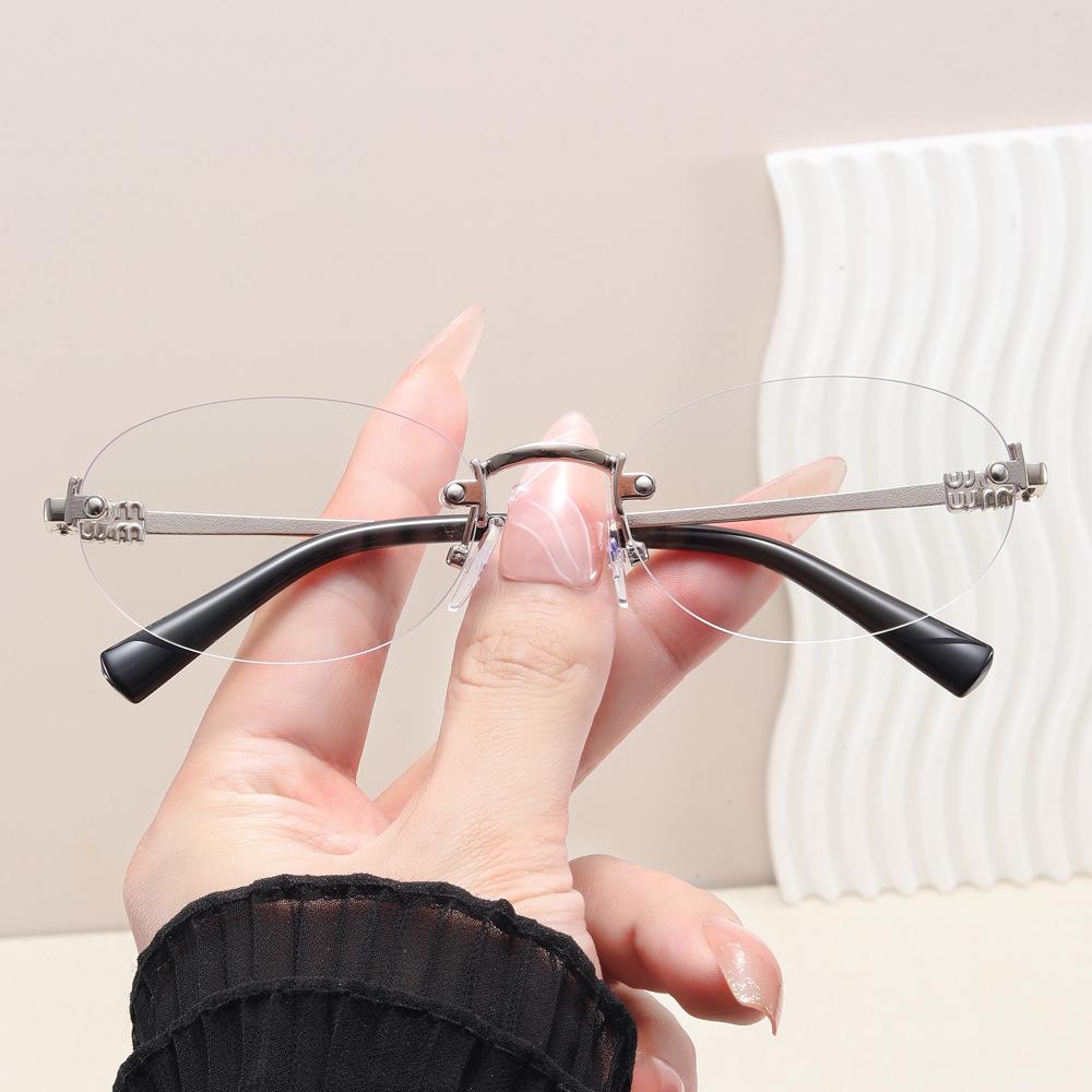 Oval Shape Women Eyeglasses Fashion Stylish Rimless Men Women Frame Glasses Blue Light Blocking Computer Glass