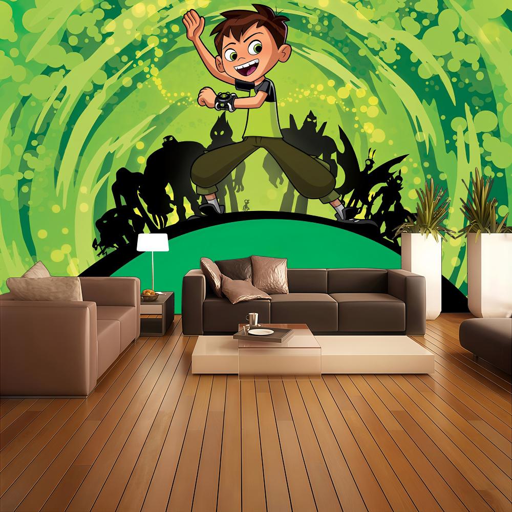 Cartoon B-Ben 10 Background Boy Children Birthday Party Decoration Banner Cartoon Photography Background Poster