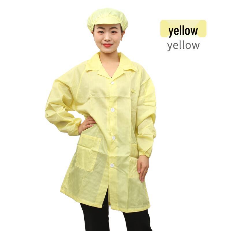 Cangdao Dust-Free Lab Coat with Striped Buttons & Hood XL