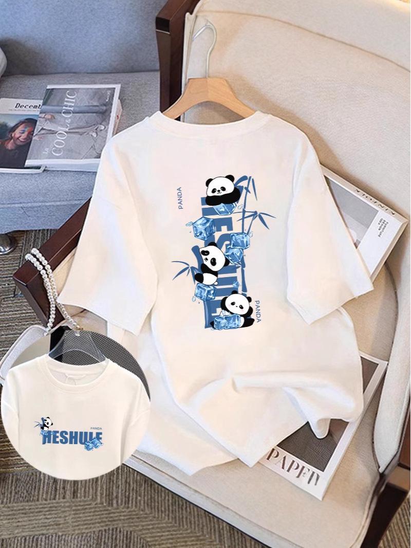 

Women s Summer Cotton Casual T-shirt - Trendy Short Sleeve Round Neck with Simple Print XXXL білий