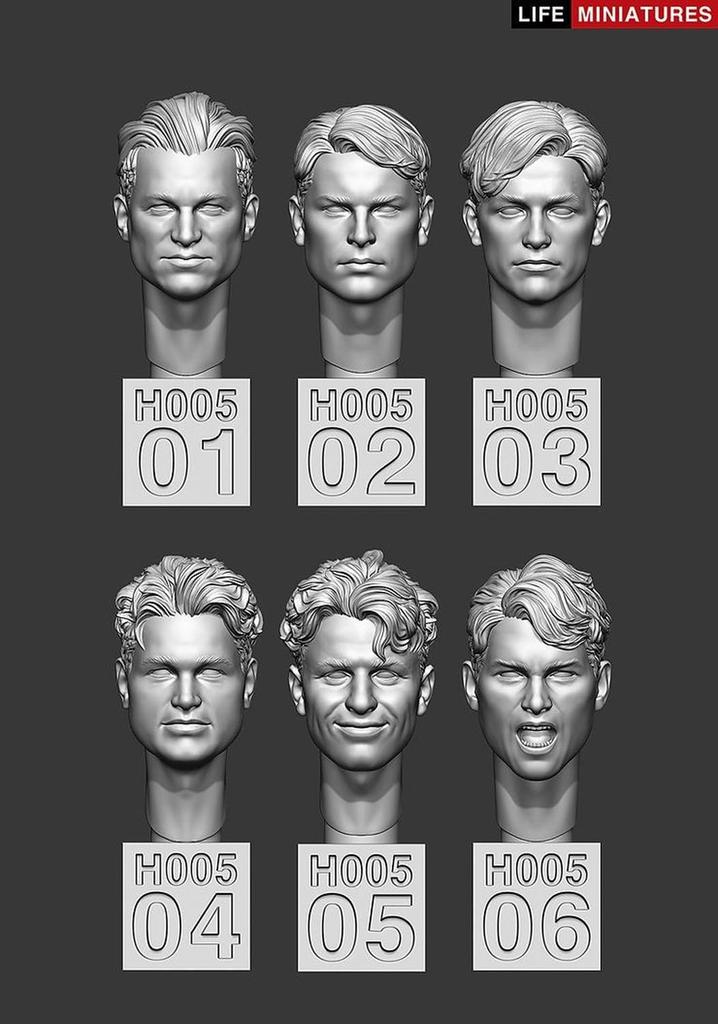 Life Miniatures Scale Resin Spare Headset 2 1/35 Kit, No-Hat No. (6-Piece Set), LM-35H005 (Person)
