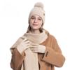 Tre taglie da donna tra cui scegliere: Cappello lavorato a maglia, sciarpa, guanto, cappello lavorato a maglia doppio strato caldo per l'autunno e l'inverno da donna