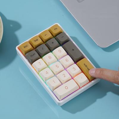 K21 21klávesová mechanická klávesnice, BT/2.4Ghz/USB-C připojení, Barevné podsvícení, Plná výměna kláves za chodu pro finanční účetnictví