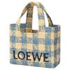 Loewe Small Font Tote Bag Natural/Light Blue Women Tote_bags Tan ALF1B59X16-2238