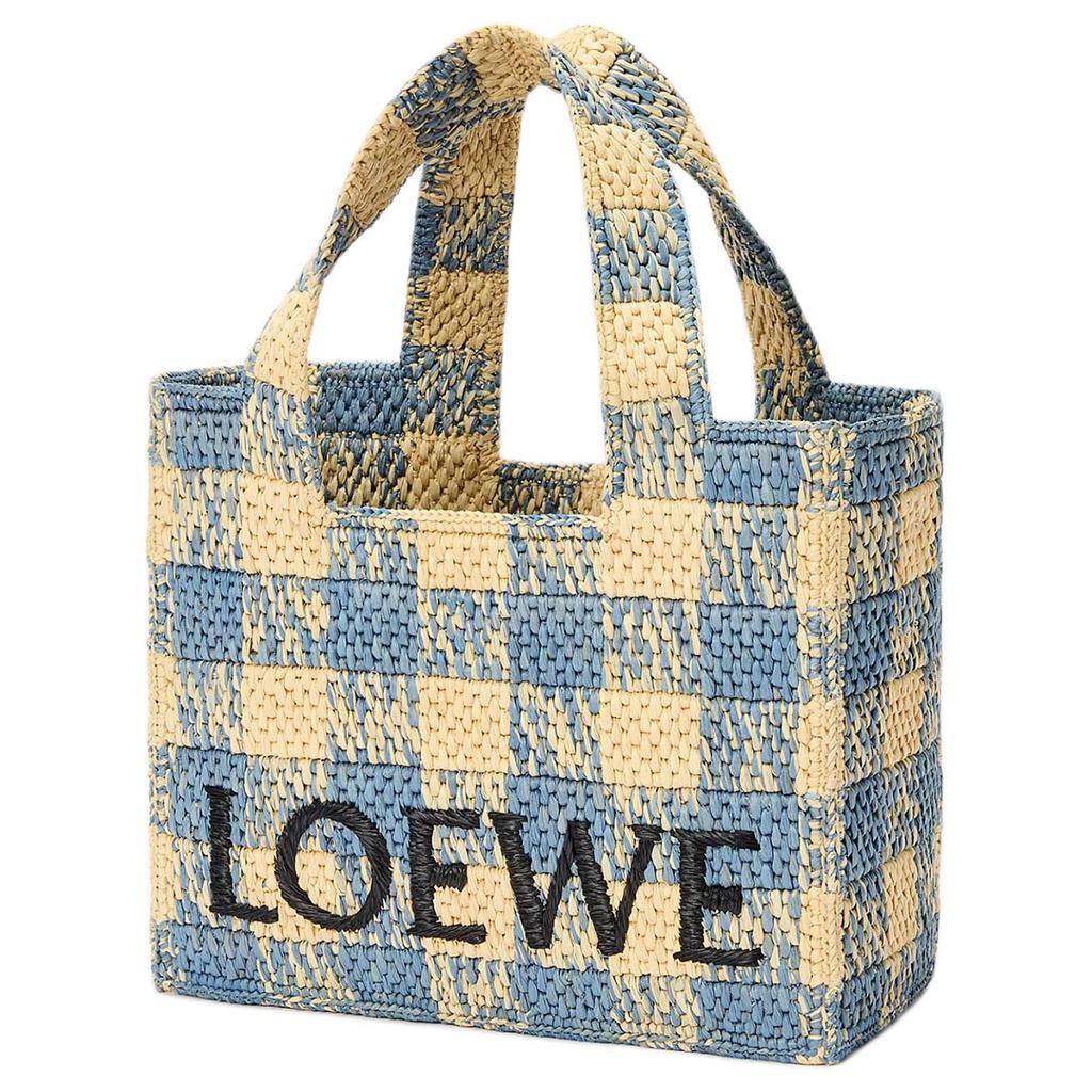Loewe Small Font Tote Bag Natural/Light Blue Women Tote_bags Tan ALF1B59X16-2238