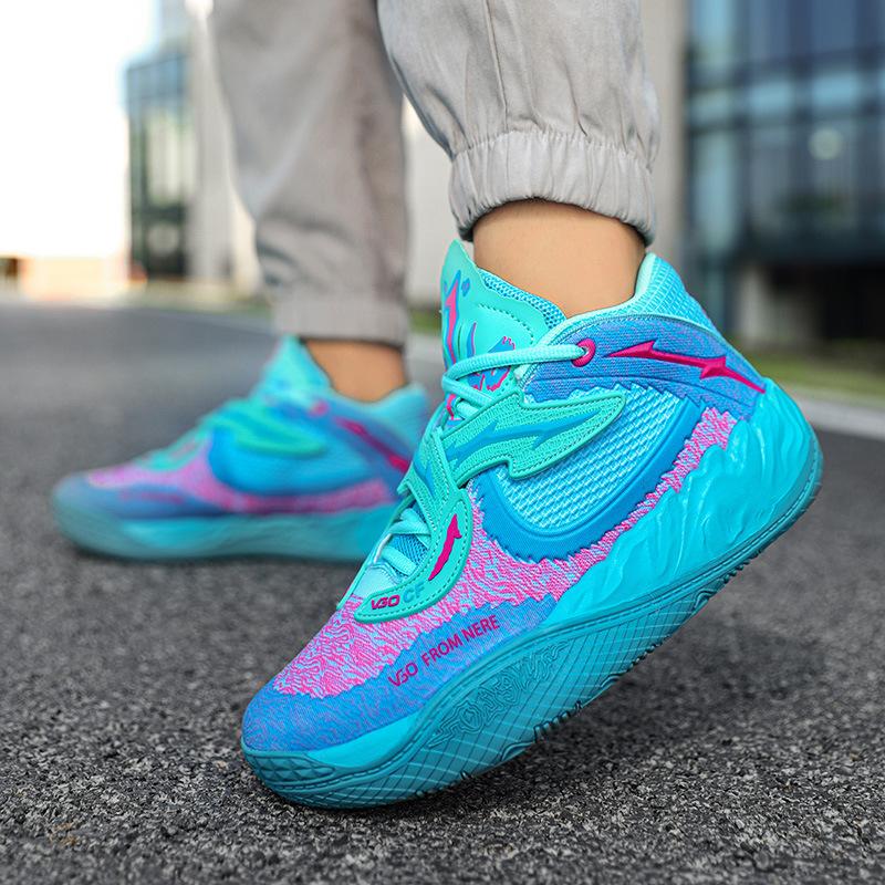 Basketball shoes for men and women, couples, mandarin ducks, two-color mesh medium to help primary school students, and a pair of trendy sports shoes