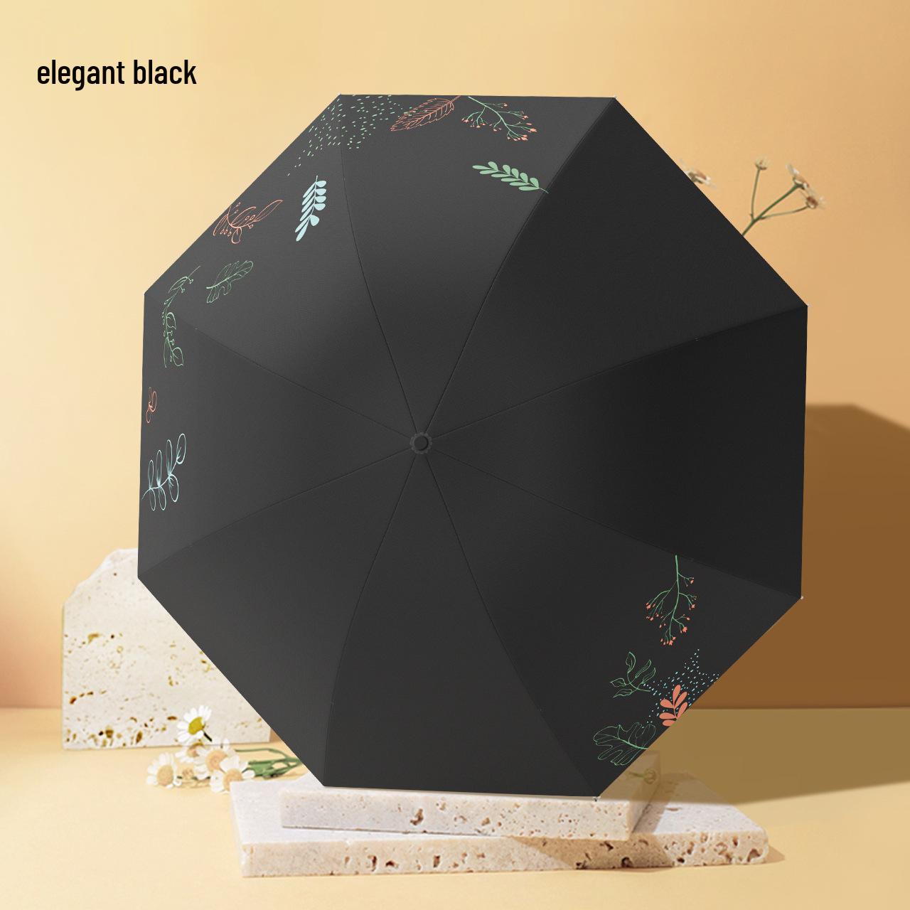 

Compact Black 8-Rib Manual Umbrella for Men & Women - Dual-Use, UV Protection & Sunshade for Sun and Rain
