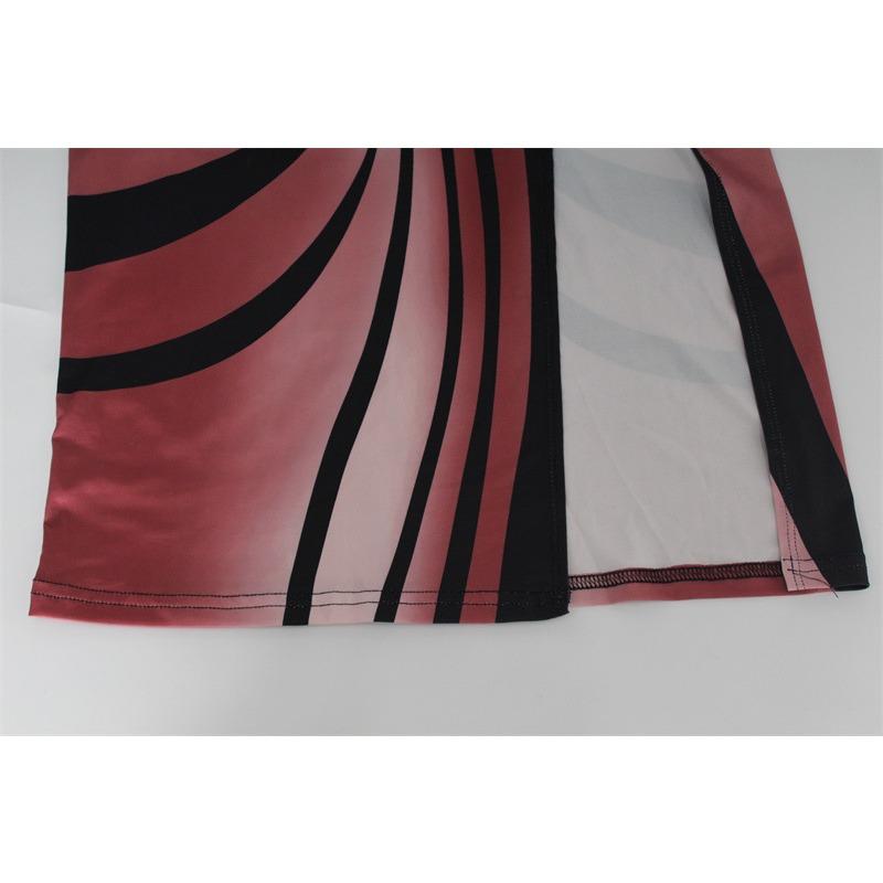 Women's Summer Fashion Sexy Split Print Strapless Spice Girl Slim Dress