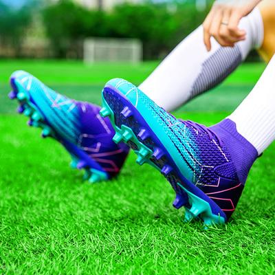 35-47 Sapatos de futebol masculinos de grande porte, unhas longas, antiderrapantes e resistentes ao desgaste, TPR, artificial, Corthiro, sapatos de futebol para jovens ao ar livre