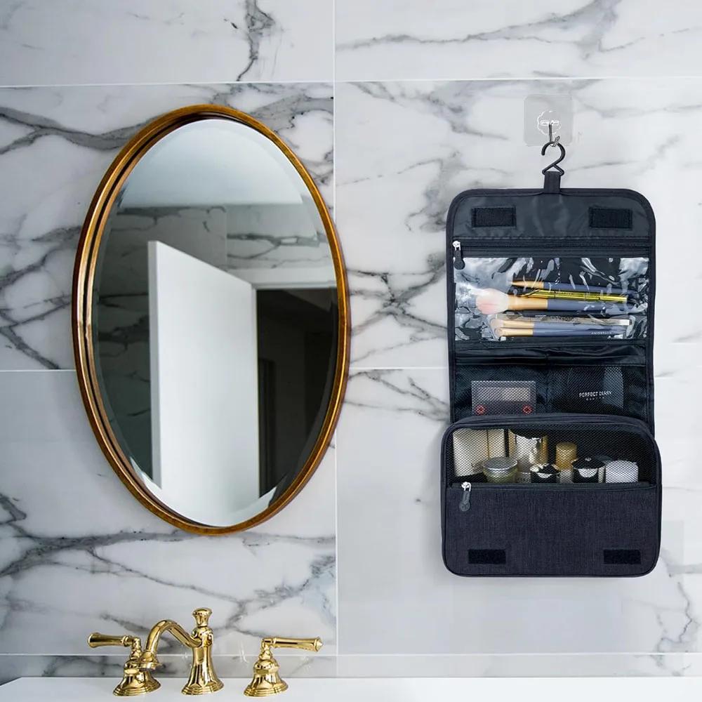Makeup Bag With Twill Fabric,Large Capacity Portable Travel Storage Bag,Waterproof,Men's and Women's Hanging Toiletries Bag