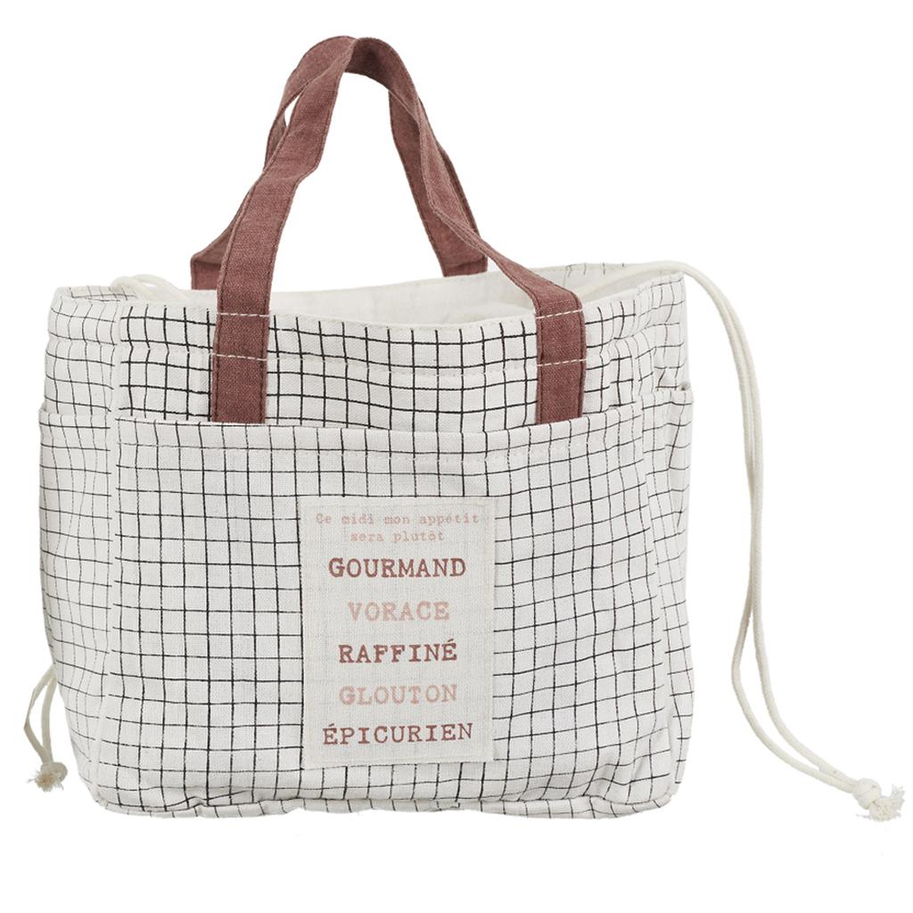 Les Trésors De Lily [A2297] - Pamuklu 'Gourmand Vorace' serin tutan beslenme çantası . . . . ' kestane bej - 22x19x12 cm
