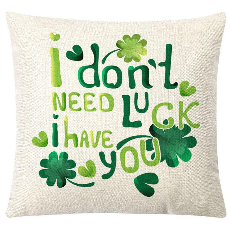 St. Patrick's Day European Holiday Four-leaf Clover Cushion Pillow Case Office Lumbar Support