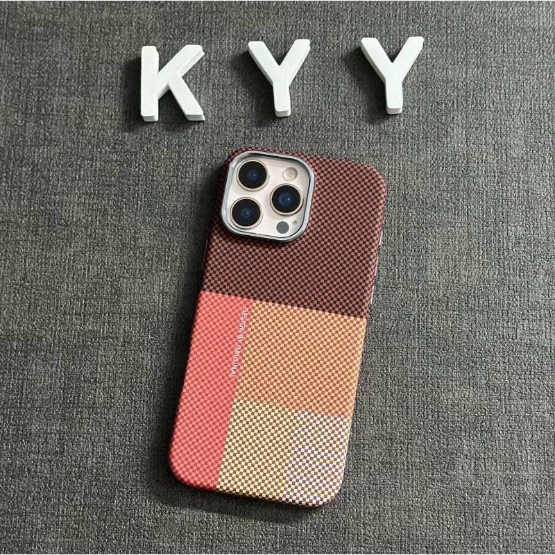 Applicable To IPhone17PROMAX Kevlar Color Block Magnetic Phone Case Apple 16 Skin Feeling Protective Case 14