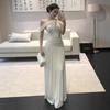 French Gentle Wind One-word Shoulder Off-the-shoulder Suspender Dress Women's Spring New Waist and Thin High-end Long Skirt