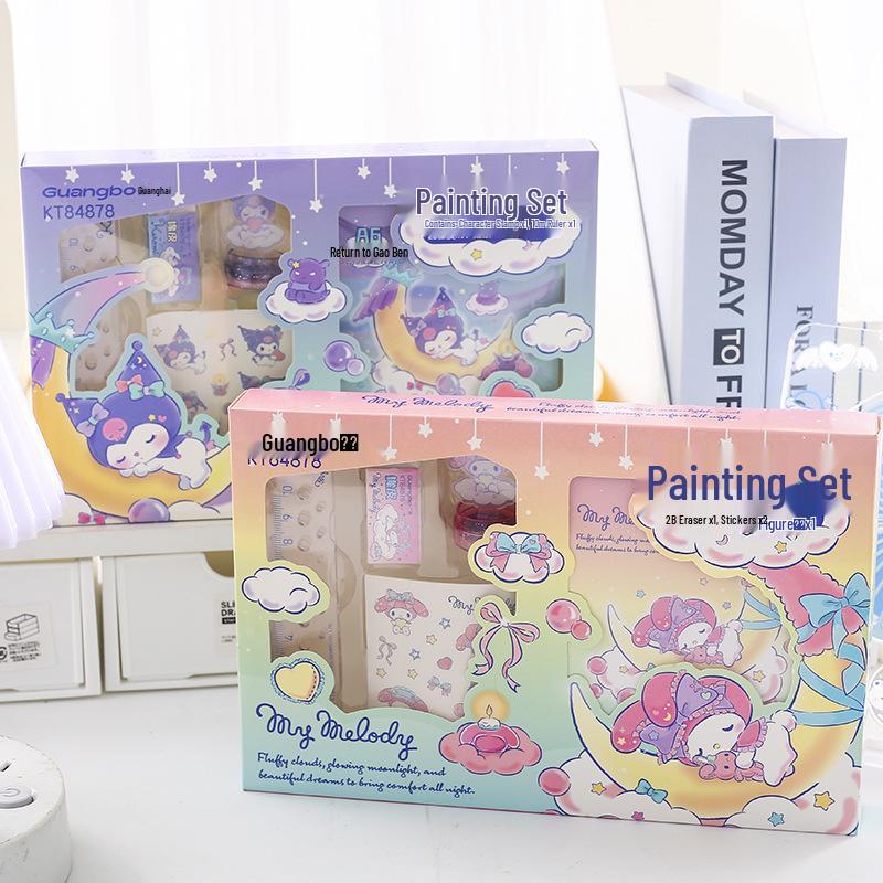 Высококачественный подарочный набор Sanrio для рисования и ведения дневника с детскими наклейками без вырезания