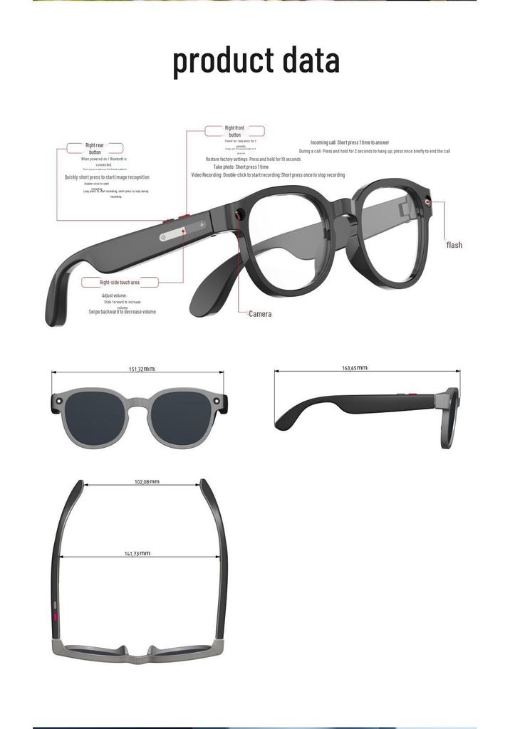 AI Translation Smart Glasses S1: Simultaneous Interpretation, Voice Assistant, Image Recognition, HD Sound & Recording