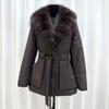 Winter New Real Fox Fur Collar Duck Down Jacket Women's Medium and Long Loose Silhouette Thickened Warm Jacket