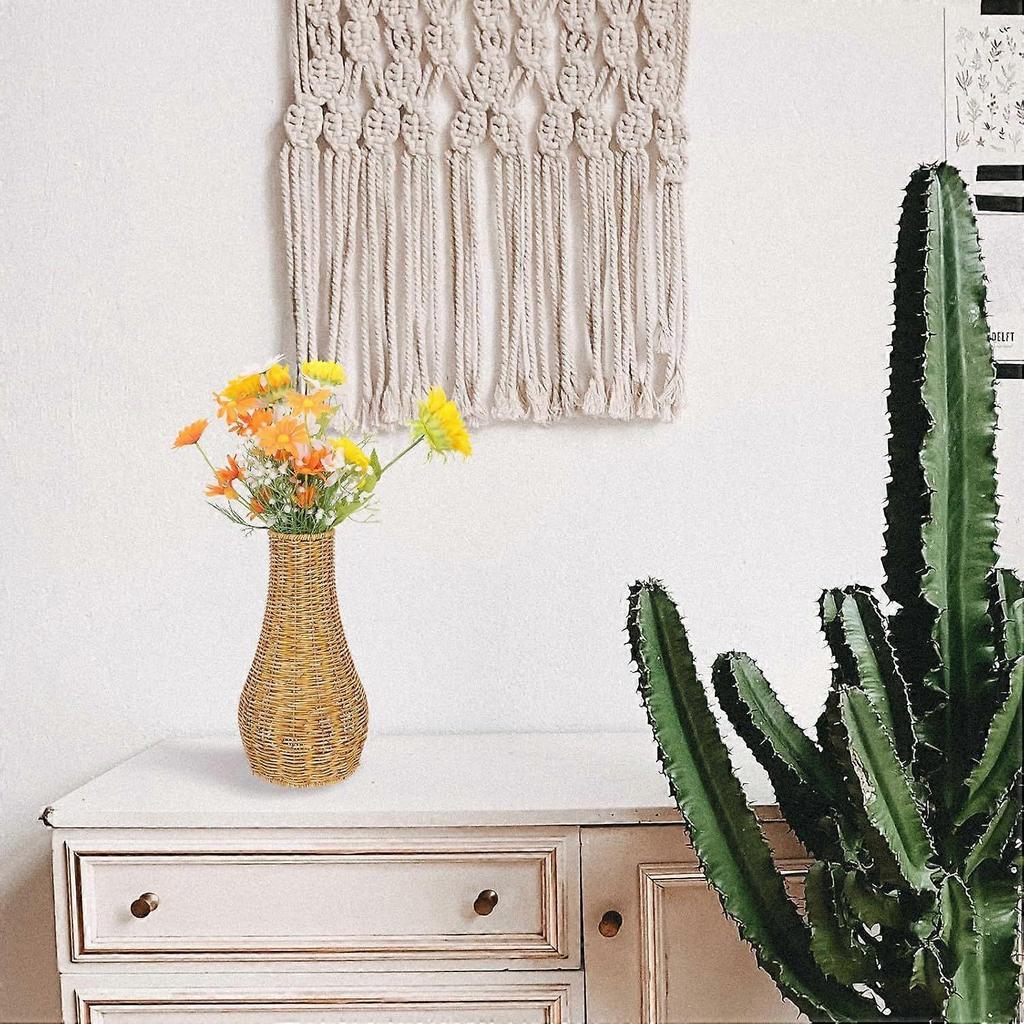 Hand-woven Decorative Plastic Vase, Smooth and Easy-to-clean Surface, Simple and Creative Style, Home Photography
