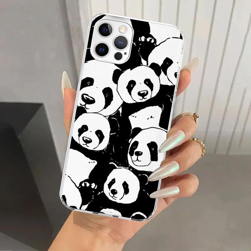 Cartoon Cute Panda Bear Phone Case for Iphone 17 Air 16 15 Plus 14 13 Mini 12 11 Pro Max 16E 7 8 SE 2020 Soft Funda Print Shell