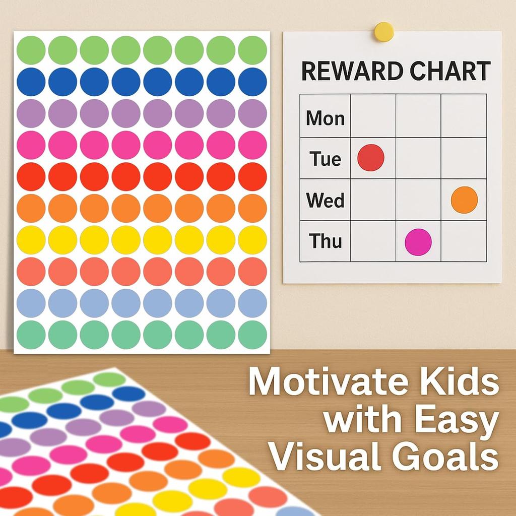 3/4” Round Color Dot Stickers – 1600-Pack Colored Labels in 10 Bright Assorted Colors | 80 Labels/Sheet, 20 Sheets | Garage Sale, Yard Sale,