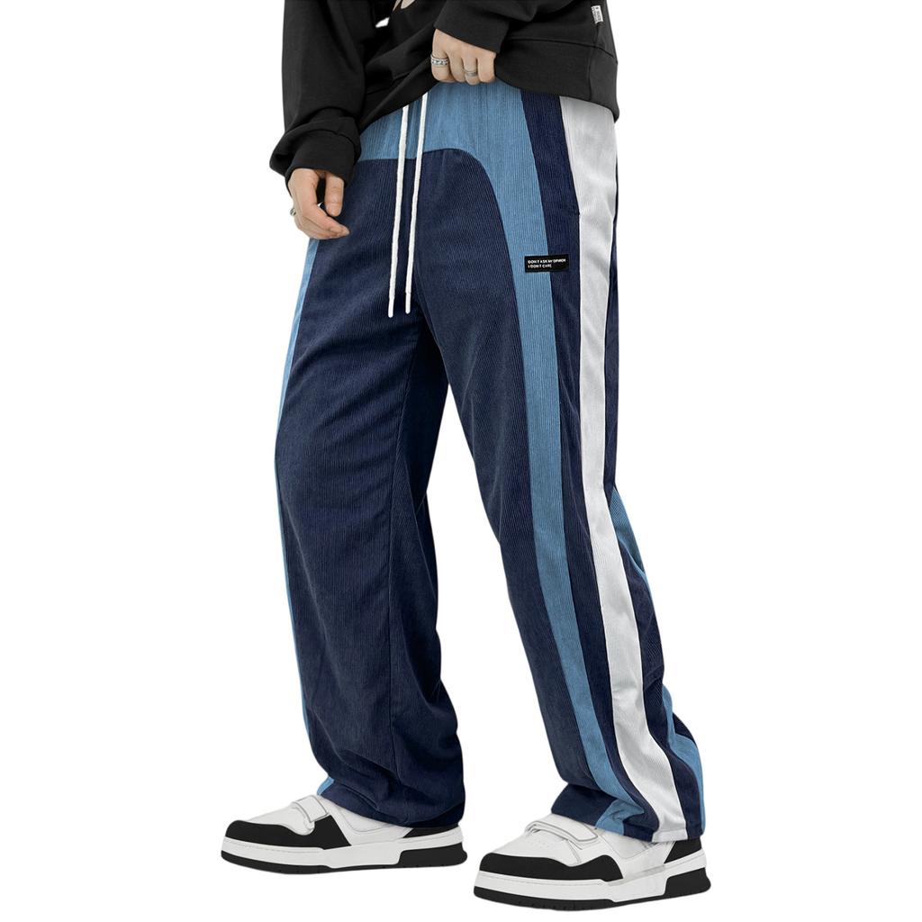 Men's Colorblock Striped Corduroy Trousers Men's Casual Fashion Trousers
