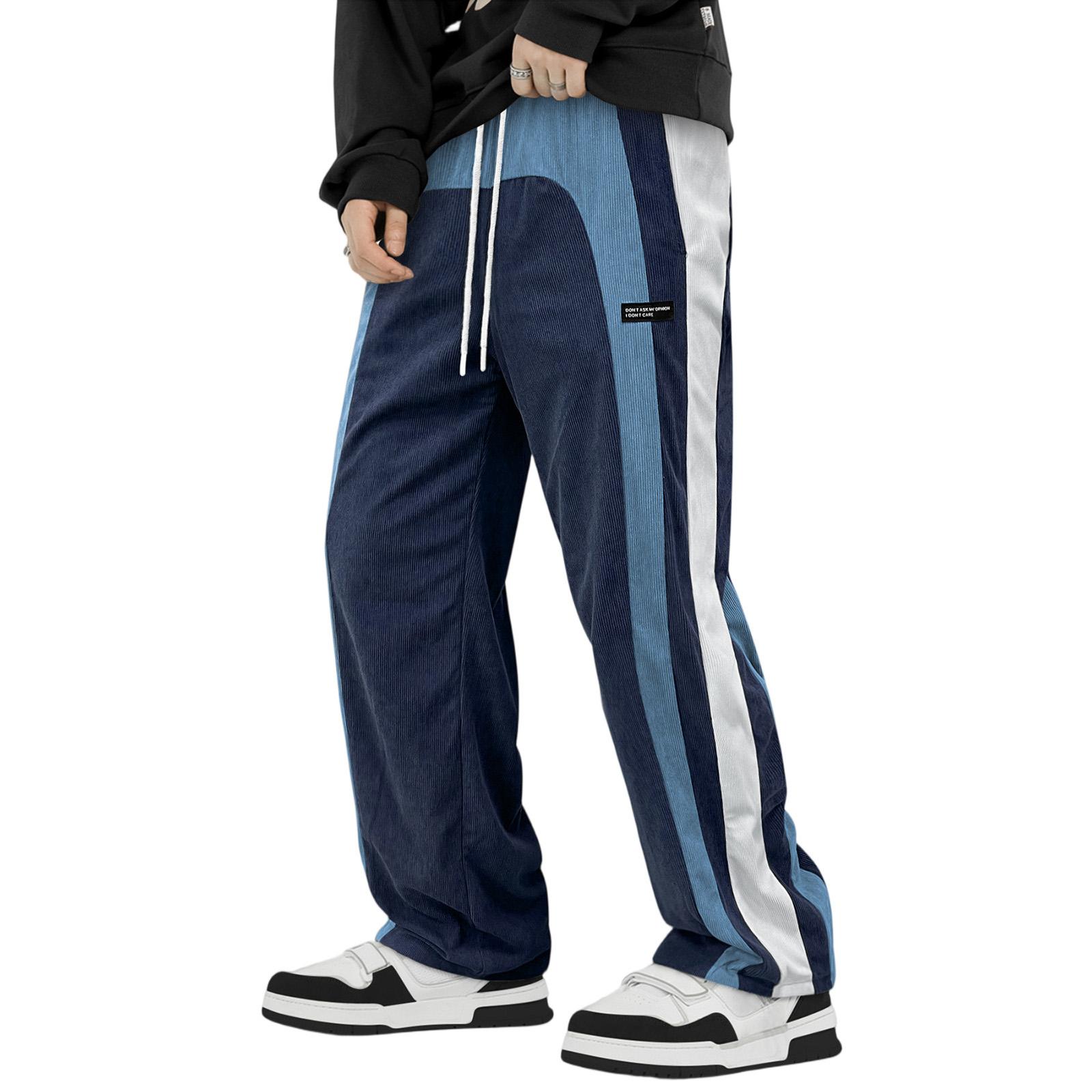 

Men s Colorblock Striped Corduroy Trousers Men s Casual Fashion Trousers XL