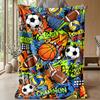 Sports Ball Collage Theme Blanket Lightweight Warm Flannel Blanket Decorative Throw Blanket for Home Decoration