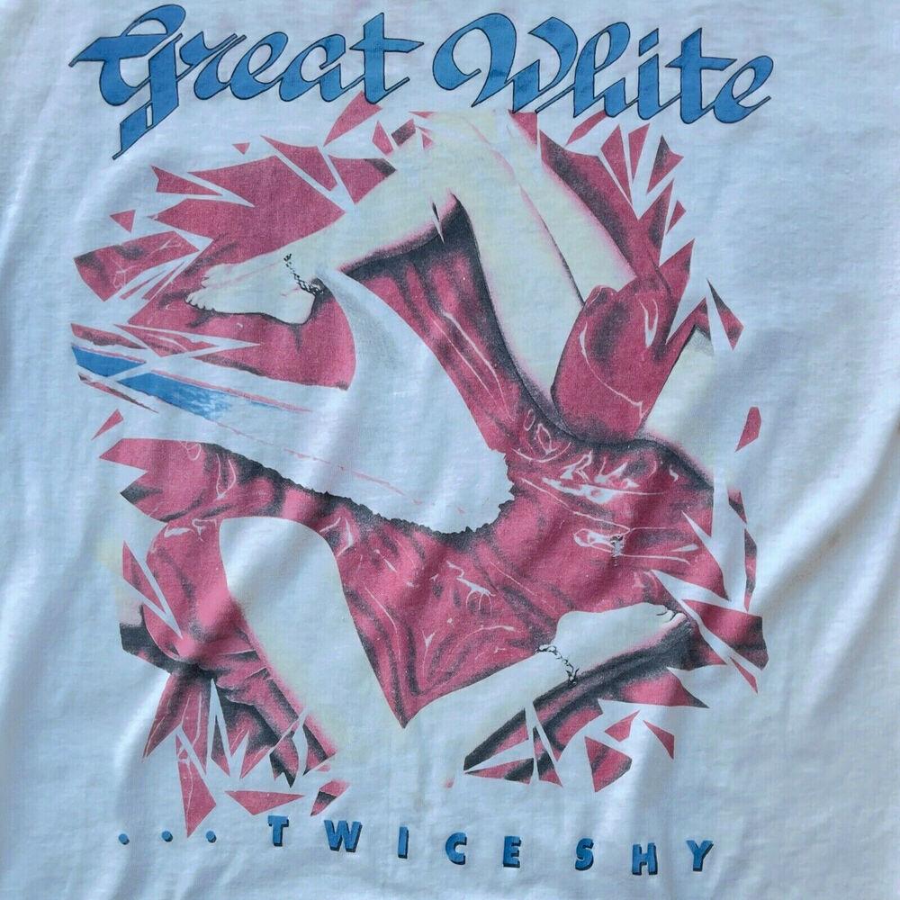 

Great White Band Twice Shy Tour Cotton White All Size Unisex Tee Shirt 3XL