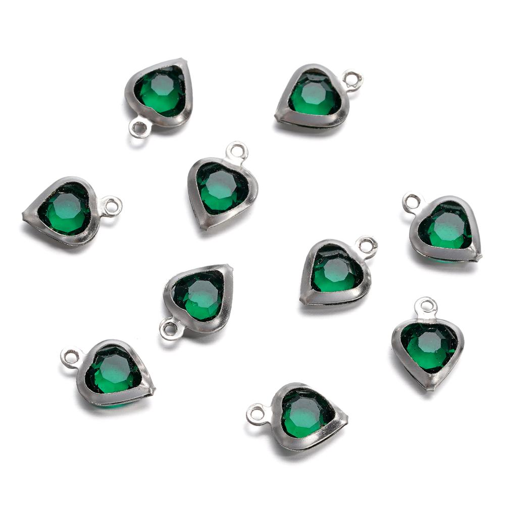 10 Stück/Los 7,5 mm Edelstahl Herz mit Strasssteinen Anhänger für Halskette Armband Anhänger DIY Schmuckherstellung Zubehör